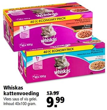 Aanbiedingen Whiskas kattenvoeding - Whiskas - Geldig van 28/08/2017 tot 10/09/2017 bij Welkoop