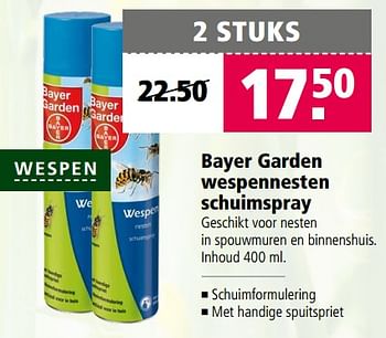Aanbiedingen Bayer garden wespennesten schuimspray - Bayer - Geldig van 28/08/2017 tot 10/09/2017 bij Welkoop