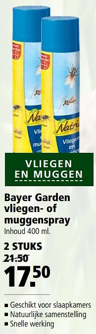 Aanbiedingen Bayer garden vliegen of muggenspray - Bayer - Geldig van 28/08/2017 tot 10/09/2017 bij Welkoop