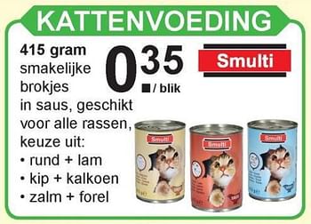 Aanbiedingen Kattenvoeding - Smulti - Geldig van 14/08/2017 tot 02/09/2017 bij Van Cranenbroek
