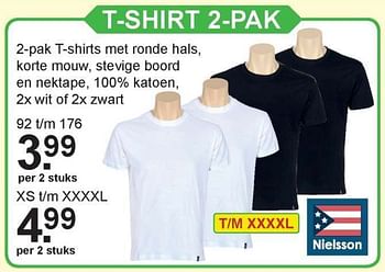Aanbiedingen T-shirt 2-pak - Nielsson - Geldig van 14/08/2017 tot 02/09/2017 bij Van Cranenbroek
