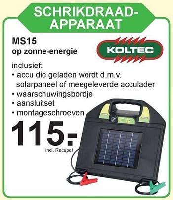 Aanbiedingen Schrikdraad apparaat ms15 op zonne-energie - Huismerk - Van Cranenbroek - Geldig van 14/08/2017 tot 02/09/2017 bij Van Cranenbroek
