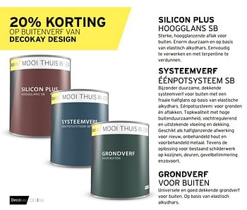 Aanbiedingen 20% korting op buitenverf van decokay design - Huismerk - Decokay - Geldig van 22/08/2017 tot 02/09/2017 bij Decokay