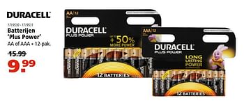 Aanbiedingen Batterijen `plus power` - Duracell - Geldig van 24/08/2017 tot 06/09/2017 bij Marskramer