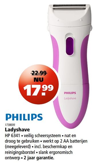 Aanbiedingen Philips ladyshave hp 6341 - Philips - Geldig van 24/08/2017 tot 06/09/2017 bij Novy