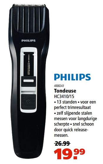 Aanbiedingen Philips tondeuse hc3410-15 - Philips - Geldig van 24/08/2017 tot 06/09/2017 bij Novy