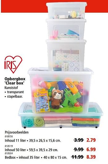 Aanbiedingen Opbergbox `clear box` - Iris - Geldig van 24/08/2017 tot 06/09/2017 bij Prima