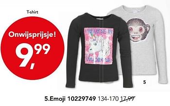 Aanbiedingen T-shirt - Emoji - Geldig van 20/08/2017 tot 10/09/2017 bij Bristol