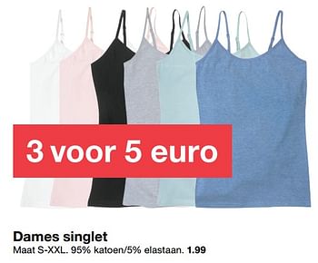 Aanbiedingen Dames singlet - Huismerk - Zeeman  - Geldig van 26/08/2017 tot 02/09/2017 bij Zeeman