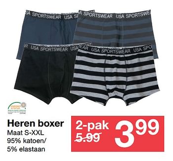 Aanbiedingen Heren boxer - Huismerk - Zeeman  - Geldig van 26/08/2017 tot 02/09/2017 bij Zeeman
