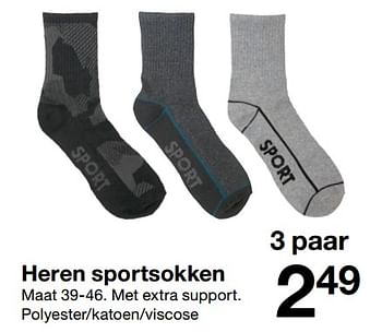 Aanbiedingen Heren sportsokken - Huismerk - Zeeman  - Geldig van 26/08/2017 tot 02/09/2017 bij Zeeman