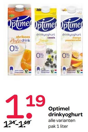 Aanbiedingen Optimel drinkyoghurt - Optimel - Geldig van 24/08/2017 tot 06/09/2017 bij Spar