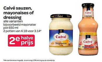 Aanbiedingen Calvé sauzen, mayonaises of dressing - Calve - Geldig van 24/08/2017 tot 06/09/2017 bij Spar