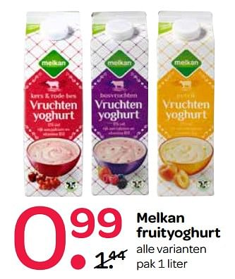 Aanbiedingen Melkan fruityoghurt - Melkan - Geldig van 24/08/2017 tot 06/09/2017 bij Spar
