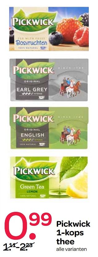 Aanbiedingen Pickwick 1-kops thee - Pickwick - Geldig van 24/08/2017 tot 06/09/2017 bij Spar