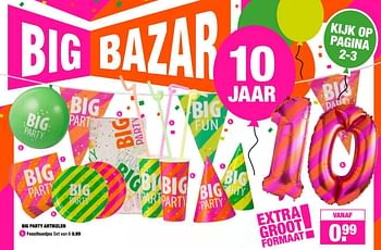 Aanbiedingen Big party artikelen feesthoedjes - Huismerk - Big Bazar - Geldig van 28/08/2017 tot 10/09/2017 bij Big Bazar