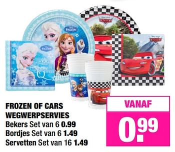 Aanbiedingen Frozen of cars wegwerpservies - Disney  Frozen - Geldig van 28/08/2017 tot 10/09/2017 bij Big Bazar