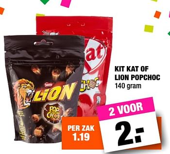 Aanbiedingen Kit kat of lion popchoc - Nestlé - Geldig van 28/08/2017 tot 10/09/2017 bij Big Bazar