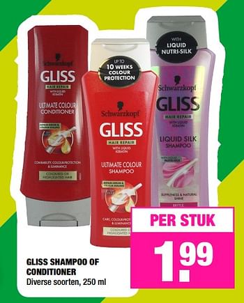 Aanbiedingen Gliss shampoo of conditioner - Schwartzkopf - Geldig van 28/08/2017 tot 10/09/2017 bij Big Bazar