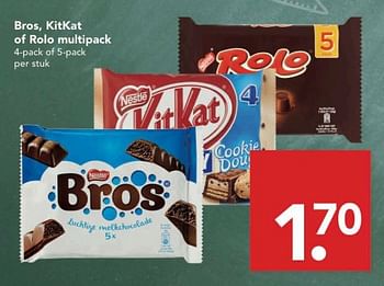 Aanbiedingen Bros, kitkat of rolo multipack - Nestlé - Geldig van 27/08/2017 tot 02/09/2017 bij Deen Supermarkten