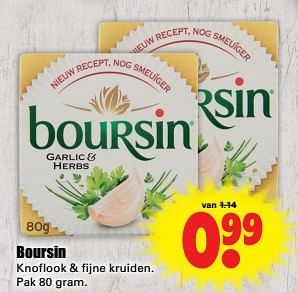 Aanbiedingen Boursin knoflook + fijne kruiden - Boursin - Geldig van 27/08/2017 tot 02/09/2017 bij Lekker Doen