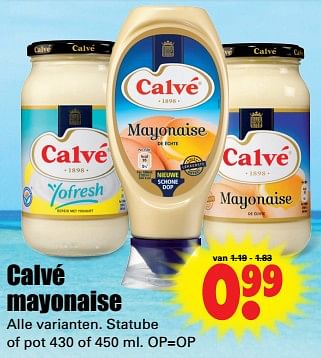 Aanbiedingen Calvé mayonaise - Calve - Geldig van 27/08/2017 tot 02/09/2017 bij Lekker Doen