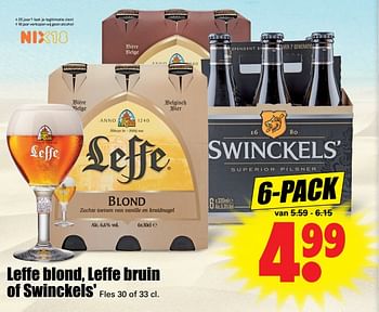 Aanbiedingen Leffe blond, leffe bruin of swinckels` - Huismerk - Dirk - Geldig van 27/08/2017 tot 02/09/2017 bij Lekker Doen