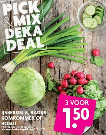 Aanbiedingen Ijsbergsla, radijs, komkommer of bosui - Huismerk - Deka Markt - Geldig van 27/08/2017 tot 02/09/2017 bij Deka Markt
