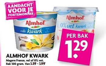 Aanbiedingen Almhof kwark magere franse, vol of 0% vet - Almhof - Geldig van 27/08/2017 tot 02/09/2017 bij Deka Markt