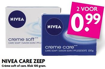 Aanbiedingen Nivea care zeep crème soft of care - Nivea - Geldig van 27/08/2017 tot 02/09/2017 bij Deka Markt