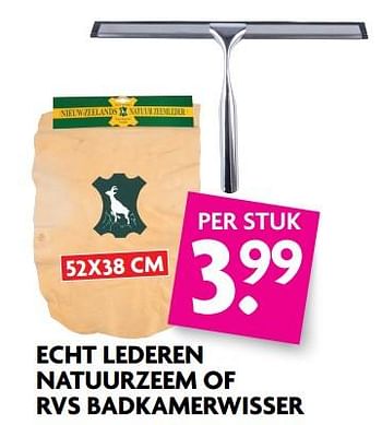 Aanbiedingen Echt lederen natuurzeem of rvs badkamerwisser - Huismerk - Deka Markt - Geldig van 27/08/2017 tot 02/09/2017 bij Deka Markt