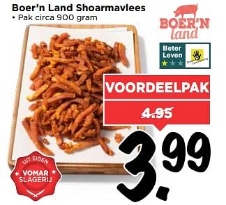 Aanbiedingen Boer`n land shoarmavlees - Boer'n Land - Geldig van 27/08/2017 tot 02/09/2017 bij Vomar