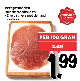 Aanbiedingen Versgesneden runderrookvlees - Huismerk Vomar - Geldig van 27/08/2017 tot 02/09/2017 bij Vomar