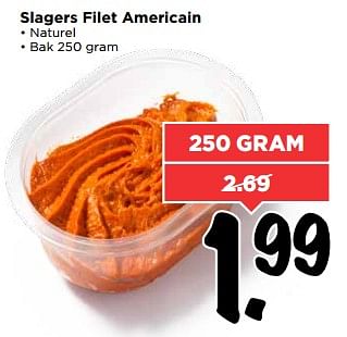 Aanbiedingen Slagers filet americain - Huismerk Vomar - Geldig van 27/08/2017 tot 02/09/2017 bij Vomar