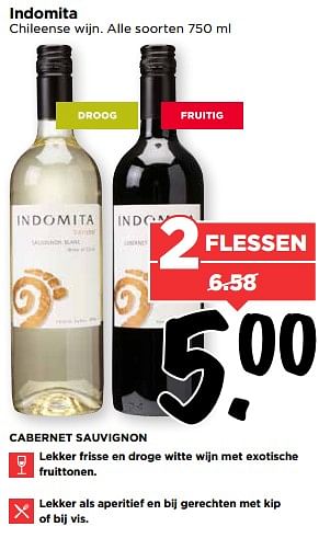 Aanbiedingen Indomita chileense wijn - Witte wijnen - Geldig van 27/08/2017 tot 02/09/2017 bij Vomar
