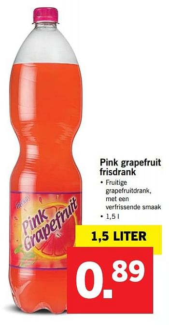 Aanbiedingen Pink grapefruit frisdrank - Huismerk - Lidl - Geldig van 27/08/2017 tot 03/09/2017 bij Lidl