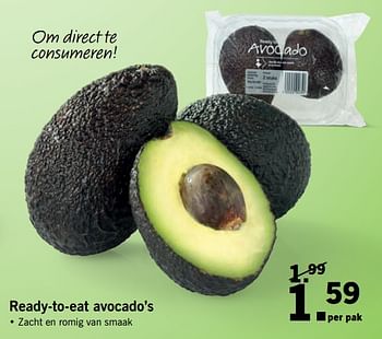 Aanbiedingen Ready-to-eat avocado`s - Huismerk - Lidl - Geldig van 27/08/2017 tot 03/09/2017 bij Lidl