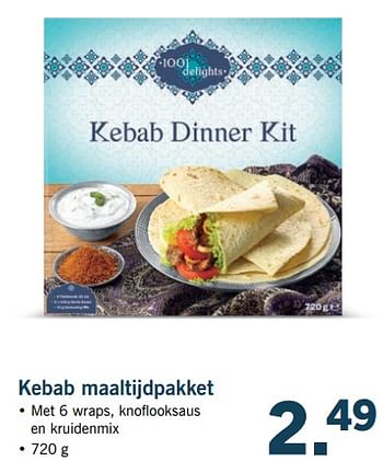 Aanbiedingen Kebab maaltijdpakket - 1001 Delights - Geldig van 27/08/2017 tot 03/09/2017 bij Lidl