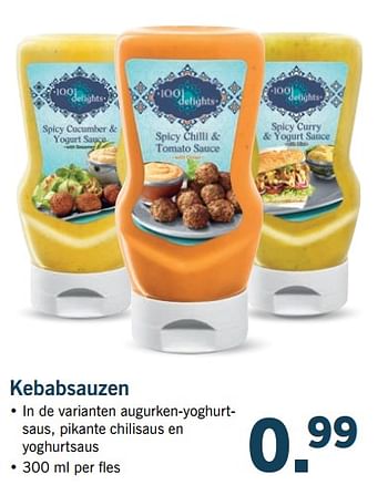 Aanbiedingen Kebabsauzen - 1001 Delights - Geldig van 27/08/2017 tot 03/09/2017 bij Lidl