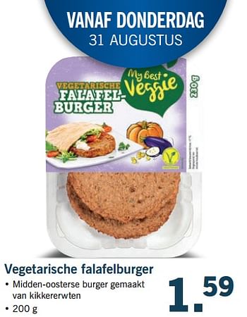 Aanbiedingen Vegetarische falafelburger - My Best Veggie - Geldig van 27/08/2017 tot 03/09/2017 bij Lidl