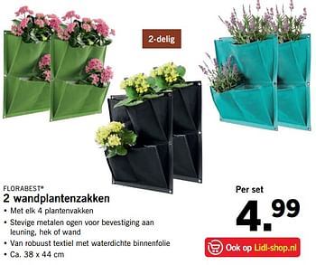 Aanbiedingen 2 wandplantenzakken - Flora  Best - Geldig van 27/08/2017 tot 03/09/2017 bij Lidl