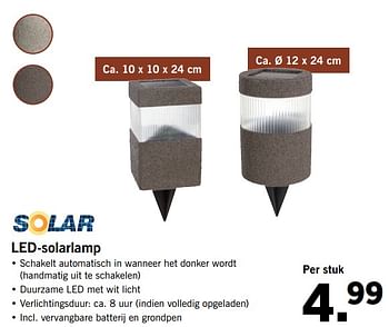 Aanbiedingen Solar led-solarlamp - Huismerk - Lidl - Geldig van 27/08/2017 tot 03/09/2017 bij Lidl