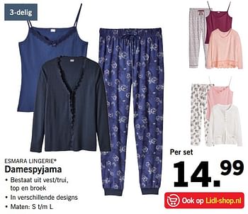 Aanbiedingen Damespyjama - Esmara Lingerie - Geldig van 27/08/2017 tot 03/09/2017 bij Lidl