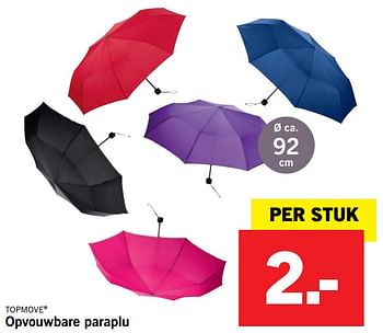 Aanbiedingen Opvouwbare paraplu - TopMove - Geldig van 27/08/2017 tot 03/09/2017 bij Lidl
