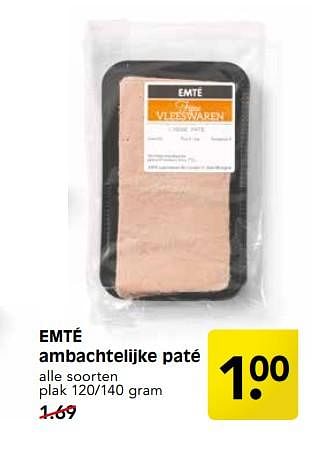 Aanbiedingen Emté ambachtelijke paté - Huismerk - Em-té - Geldig van 27/08/2017 tot 02/09/2017 bij Em-té