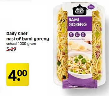 Aanbiedingen Daily chef nasi of bami goreng - Daily chef - Geldig van 27/08/2017 tot 02/09/2017 bij Em-té