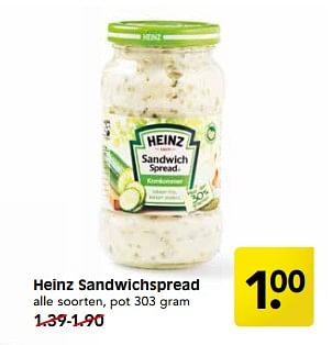 Aanbiedingen Heinz sandwichspread - Heinz - Geldig van 27/08/2017 tot 02/09/2017 bij Em-té