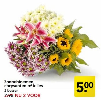 Aanbiedingen Zonnebloemen, chrysanten of lelies - Huismerk - Em-té - Geldig van 27/08/2017 tot 02/09/2017 bij Em-té