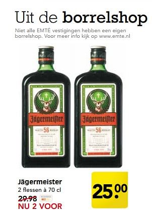 Aanbiedingen Jägermeister - Jagermeister - Geldig van 27/08/2017 tot 02/09/2017 bij Em-té
