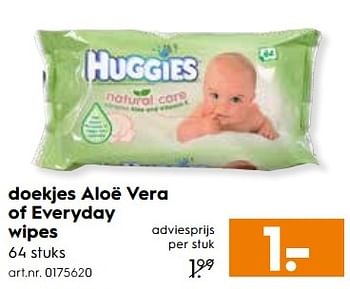 Aanbiedingen Doekjes aloë vera of everyday wipes - Huggies - Geldig van 26/08/2017 tot 06/09/2017 bij Blokker